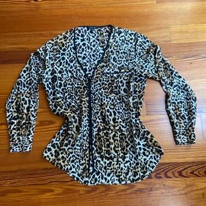 Rachel Zoe Leopard Print silk blouse size 4